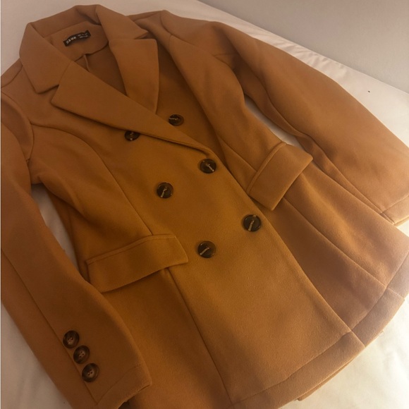 Camel Double-Breasted Women's Blazer Jacket - Picture 6 of 10